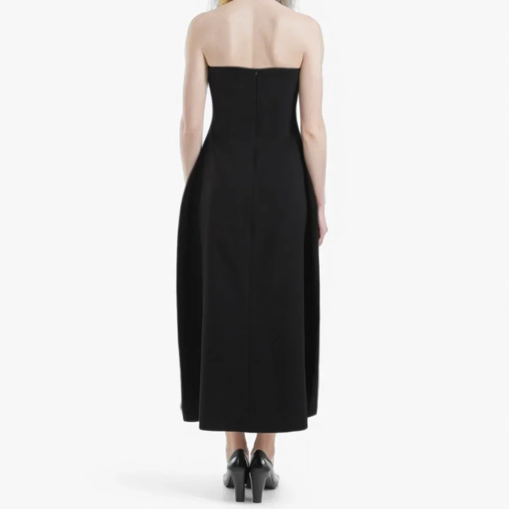 Stunning Embellished Crystal Bodice Midi Dress/Black Gown - Picture 4 of 6